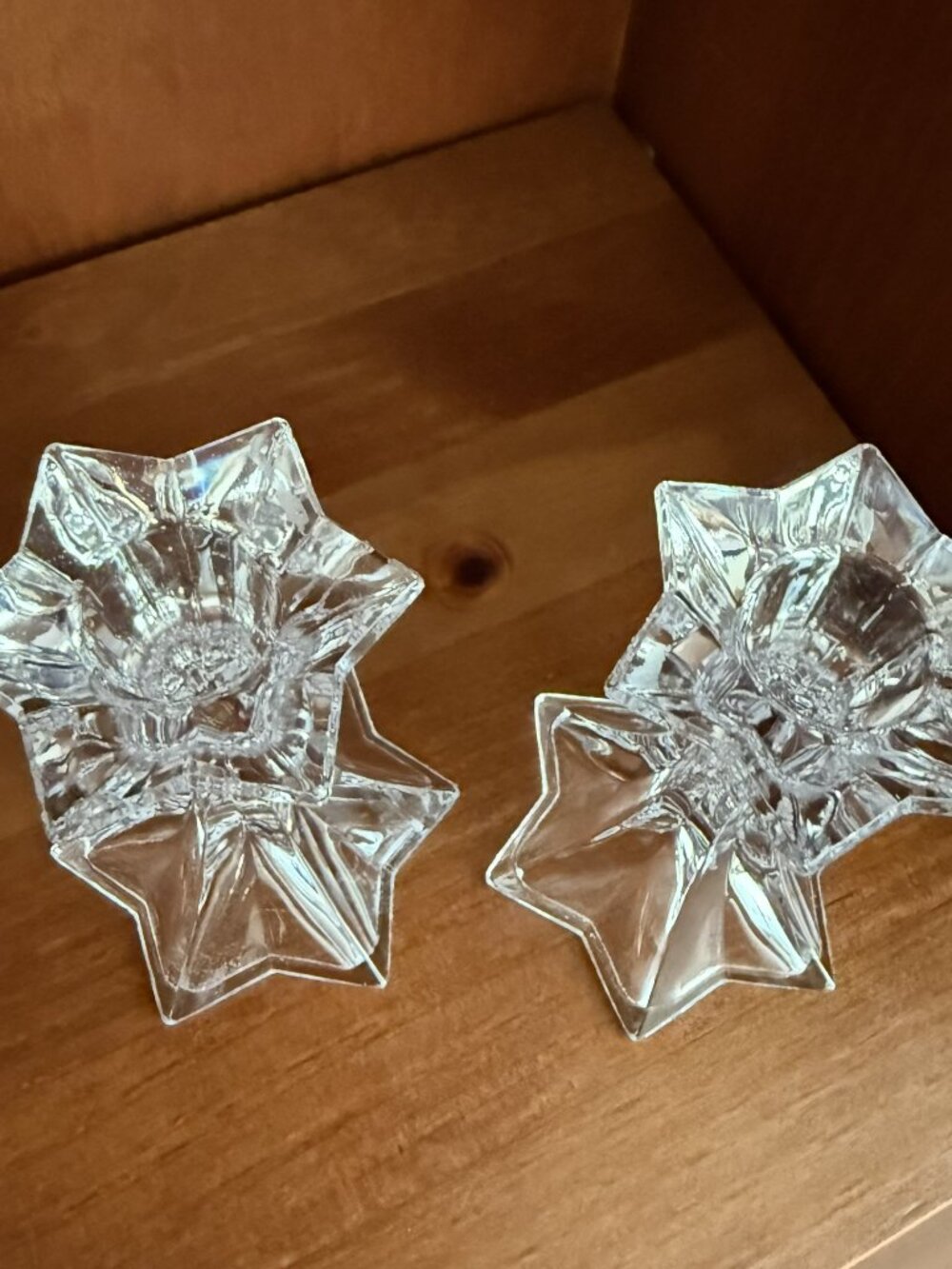 Mikasa Austria Firestar Crystal Star Shaped Candle Sticks Holder Set - Picture 3 of 5